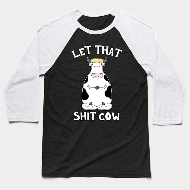 Funny Yoga Cow Meditating Pun Zen Meditation Baseball T-Shirt by kindOmagic